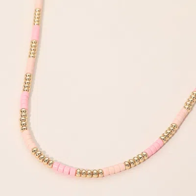 Fashnzfab Beaded Choker Necklace In Pink
