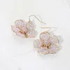 Fashnzfab Beaded Flower Dangle Earrings In Gold
