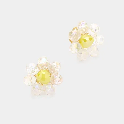 Fashnzfab Beaded Flower Stud Earrings In Multi