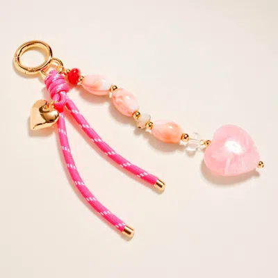 Fashnzfab Beaded Heart Knot Rope Drop Bag Charm Keychain In Multi