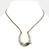 Fashnzfab Beaded Horseshoe Suede Cord Necklace In Multi