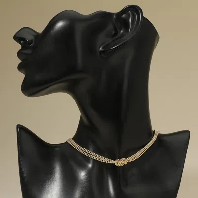 Fashnzfab Beaded Knot Statement Necklace In Gold