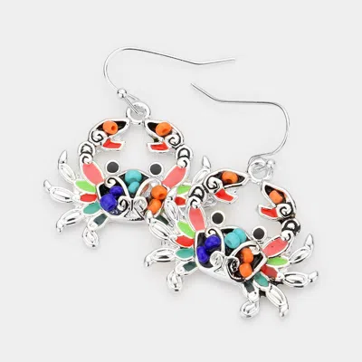 Fashnzfab Beaded Metal Crab Dangle Earrings In Multi