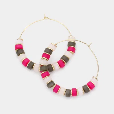 Fashnzfab Beaded Metal Hoop Earrings In Multi