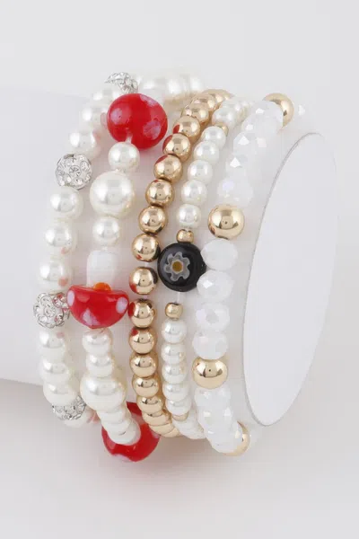 Fashnzfab Beaded Mushroom Bracelet In Multi