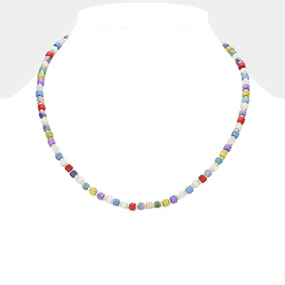 Fashnzfab Beaded Necklace 16" + 3.5" L In Multi