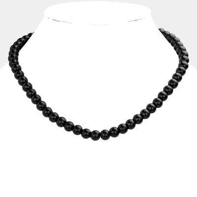 Fashnzfab Beaded Necklace 17.5" + 2.5" L In Black