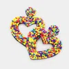 Fashnzfab Beaded Open Heart Drop Earrings In Multi