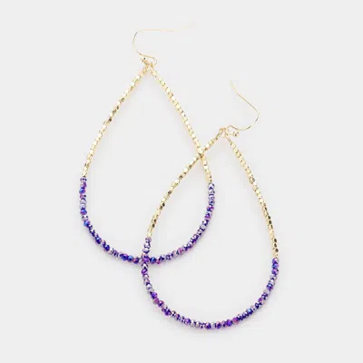 Fashnzfab Beaded Open Teardrop Dangle Earrings In Blue