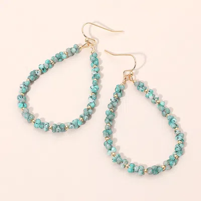 Fashnzfab Beaded Open Teardrop Dangle Earrings In Blue