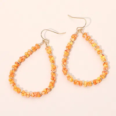 Fashnzfab Beaded Open Teardrop Dangle Earrings In Gold
