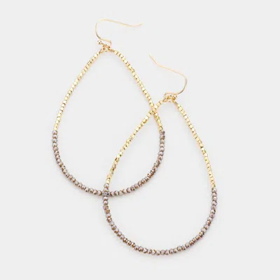 Fashnzfab Beaded Open Teardrop Dangle Earrings In Gray