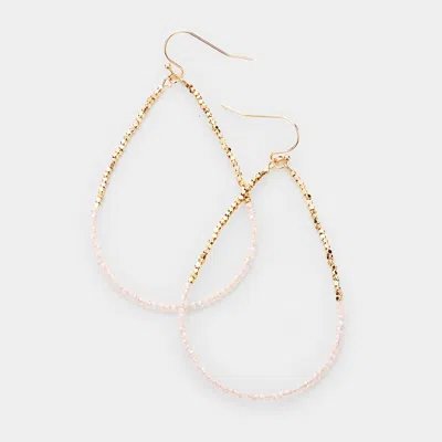Fashnzfab Beaded Open Teardrop Dangle Earrings In Pink