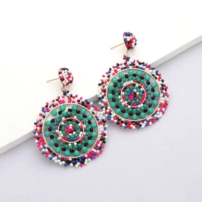Fashnzfab Beaded Round Dangle Earrings In Multi