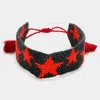 Fashnzfab Beaded Star Tassel Cinch Pull Tie Bracelet Black, Red In Black