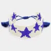 Fashnzfab Beaded Star Tassel Cinch Pull Tie Bracelet Ivory, Navy In Multi