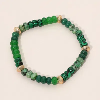 Fashnzfab Beaded Stretch Bracelet In Green