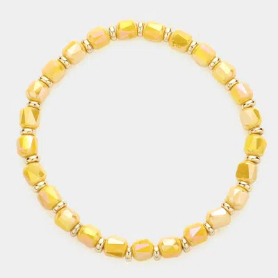 Fashnzfab Beaded Stretch Bracelet Mustard In Yellow