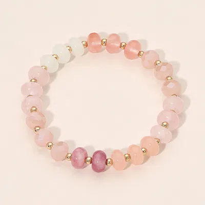 Fashnzfab Beaded Stretch Bracelet In Pink