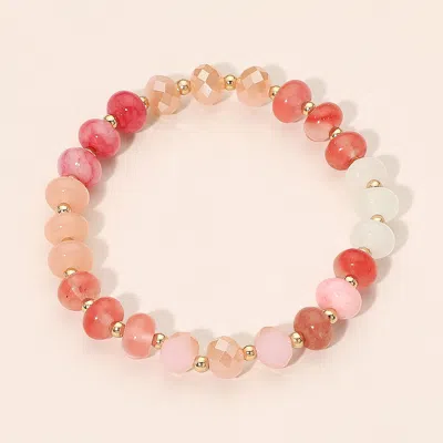 Fashnzfab Beaded Stretch Bracelet In Pink