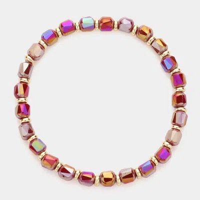Fashnzfab Beaded Stretch Bracelet Siam In Multi