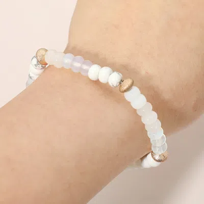 Fashnzfab Beaded Stretch Bracelet In White