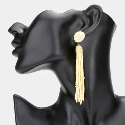 Fashnzfab Beaded Tassel Dangle Earrings In Gold