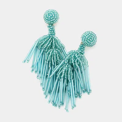 Fashnzfab Beaded Tassel Dangle Earrings In Green