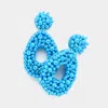 Fashnzfab Beaded Teardrop Dangle Earrings In Blue