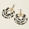 Fashnzfab Beaded Triple Open Circle Link Dangle Earrings In Black