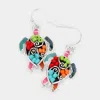 Fashnzfab Beaded Turtle Earrings In Multi