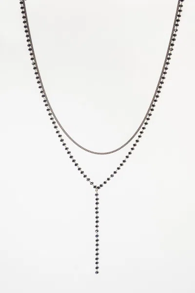 Fashnzfab Beaded Y Necklace In Purple
