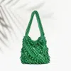 Fashnzfab Beads Embellished Mini Bucket Bag In Green