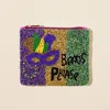 Fashnzfab Beads Please Message Mardi Gras Mask Seed Beaded Mini Pouch Bag In Multi