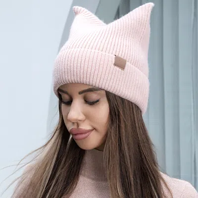 Fashnzfab Beanie With Cat Ears In Pink