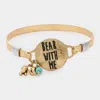 Fashnzfab Bear With Me Message Charm Hook Bracelet Worn Gold In Multi