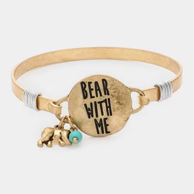 Fashnzfab Bear With Me Message Charm Hook Bracelet Worn Gold In Multi