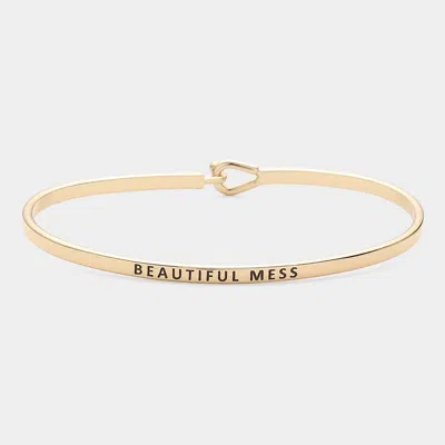 Fashnzfab Beautiful Mess Brass Thin Metal Hook Bracelet Gold