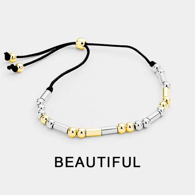 Fashnzfab Beautiful Morse Code Cinch Bracelet Black In Gold