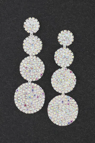 Fashnzfab Bedazzled Disco Ball Drop Earrings In Silver