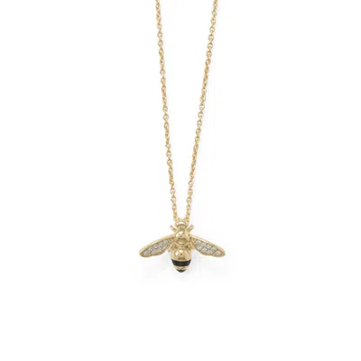 Fashnzfab Bee Mine! 16"+2" 14 Karat Gold Plated Signity Cz Bee Necklace