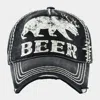 Fashnzfab Beer Message Bear Antler Vintage Baseball Cap In Black