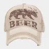 Fashnzfab Beer Message Bear Antler Vintage Baseball Cap In Green