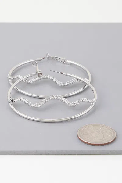 Fashnzfab Bejeweled Snake Hoop Earrings In Gray