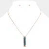 Fashnzfab Believe Hammered Metal Bar Pendant Necklace In Green