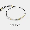 Fashnzfab Believe Message Morse Code Adjustable Cinch Pull Tie Bracelet Black, Two Tone In Multi