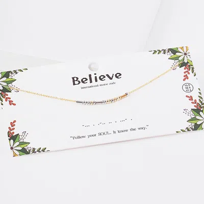 Fashnzfab Believe Message Morse Code Pendant Necklace In Multi