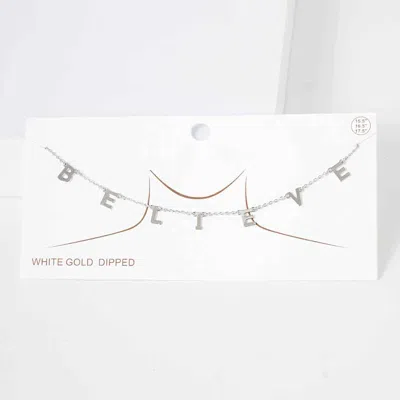 Fashnzfab Believe White Gold Dipped Metal Message Pendant Station Necklace In Multi