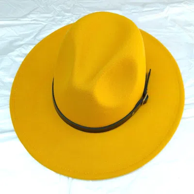 Fashnzfab Belt Band Pointed Fedora Hat In Yellow