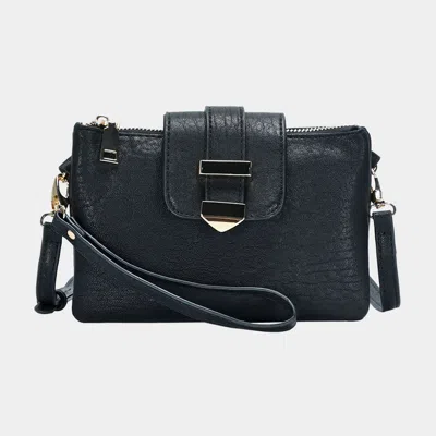 Fashnzfab Belt Buckle Pointed Wristlet Clutch / Crossbody Bag In Black